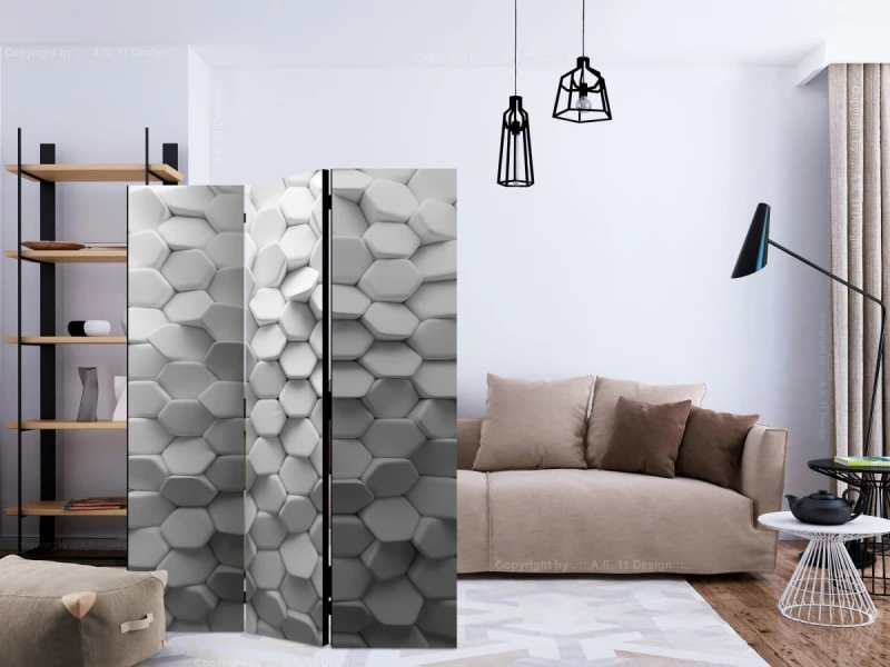 Parawan 3-częściowy - Biała zagadka [Room Dividers]