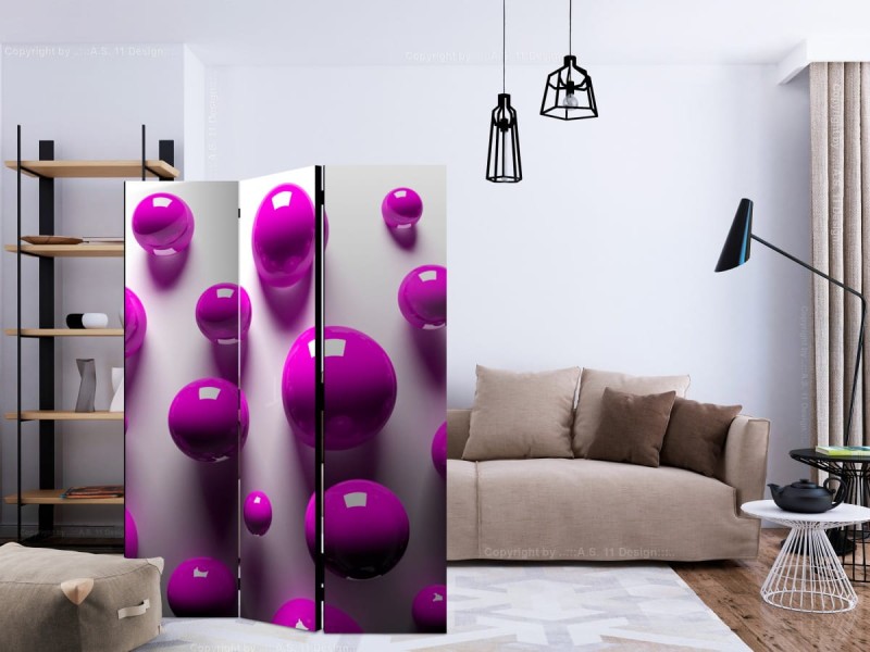Parawan 3-częściowy - Fioletowe kulki [Room Dividers]