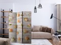Parawan 3-częściowy - Drewno i róże [Room Dividers]