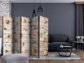 Parawan 5-częściowy - Drewno i róże II [Room Dividers]