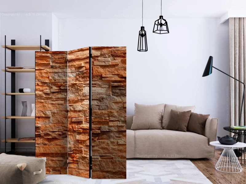 Parawan 3-częściowy - Pomarańczowy kamień [Room Dividers]