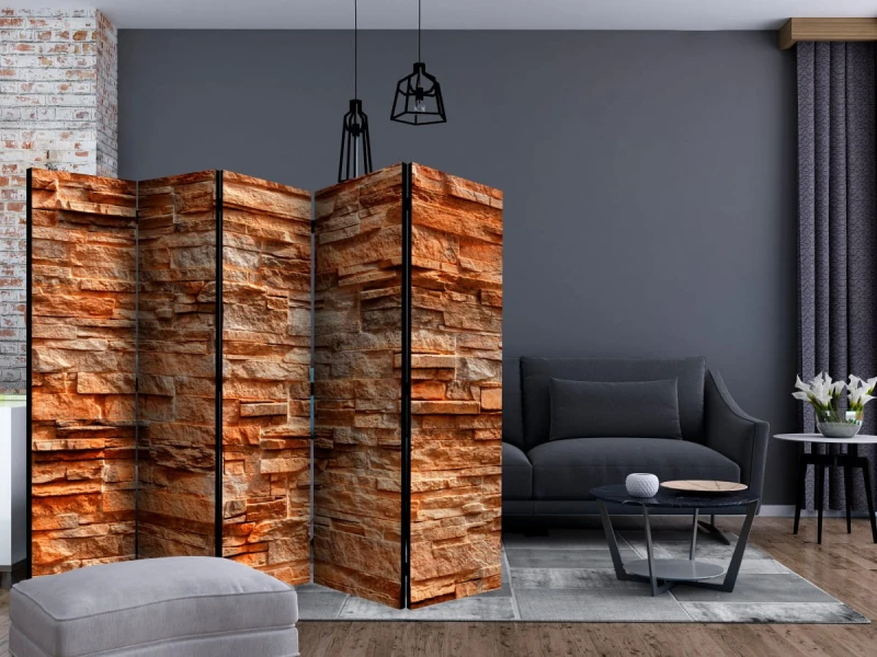 Parawan 5-częściowy - Pomarańczowy kamień II [Room Dividers]