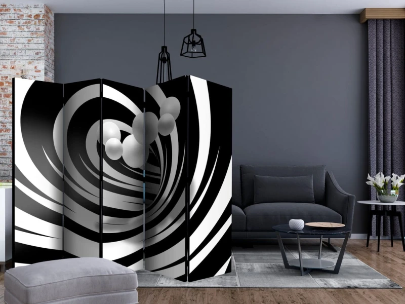 Parawan 5-częściowy - Zakręceni w bieli i czerni II [Room Dividers]