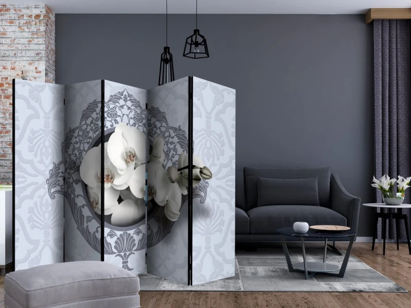 Parawan 5-częściowy - Orchidee: królewski wzór II [Room Dividers]