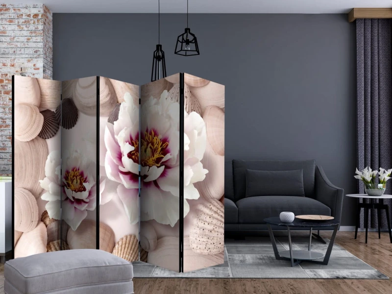 Parawan 5-częściowy - Kwiaty i muszle II [Room Dividers]