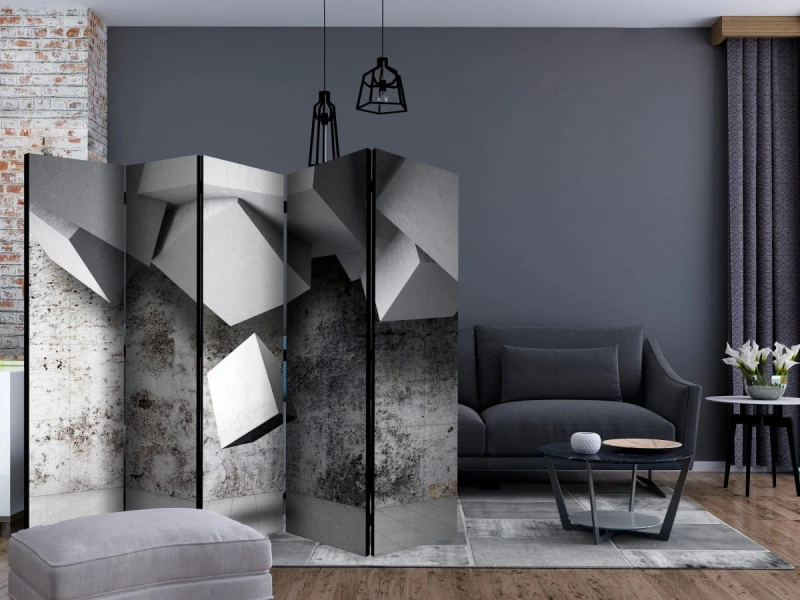 Parawan 5-częściowy - Geometryczny deszcz II [Room Dividers]
