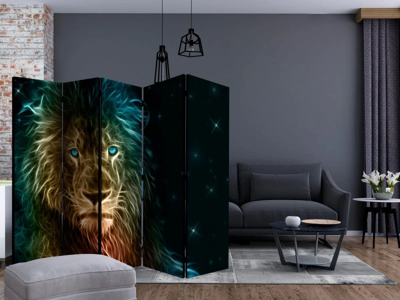 Parawan 5-częściowy - Abstrakcyjny lew... II [Room Dividers]