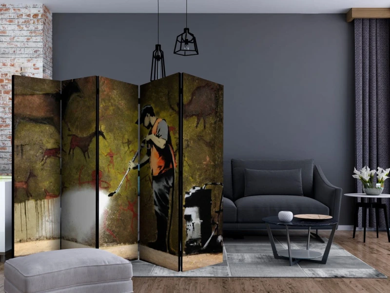 Parawan 5-częściowy - Banksy - Cave Painting II [Room Dividers]