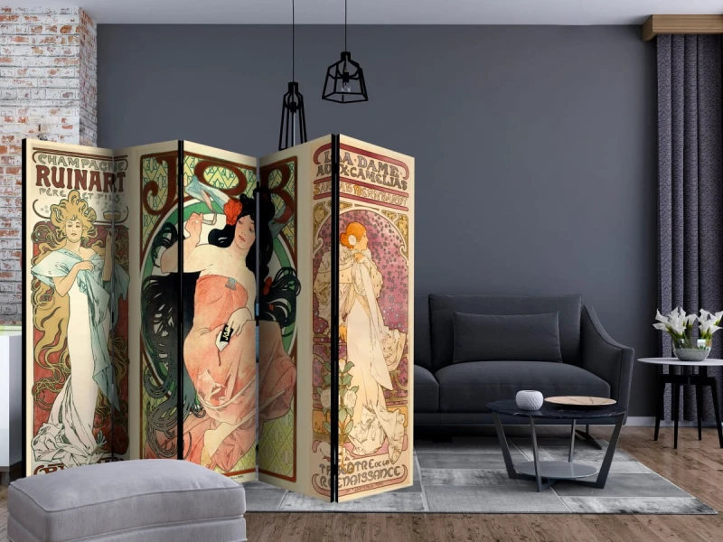 Parawan 5-częściowy - Alphonse Mucha. Kobiety II [Room Dividers]