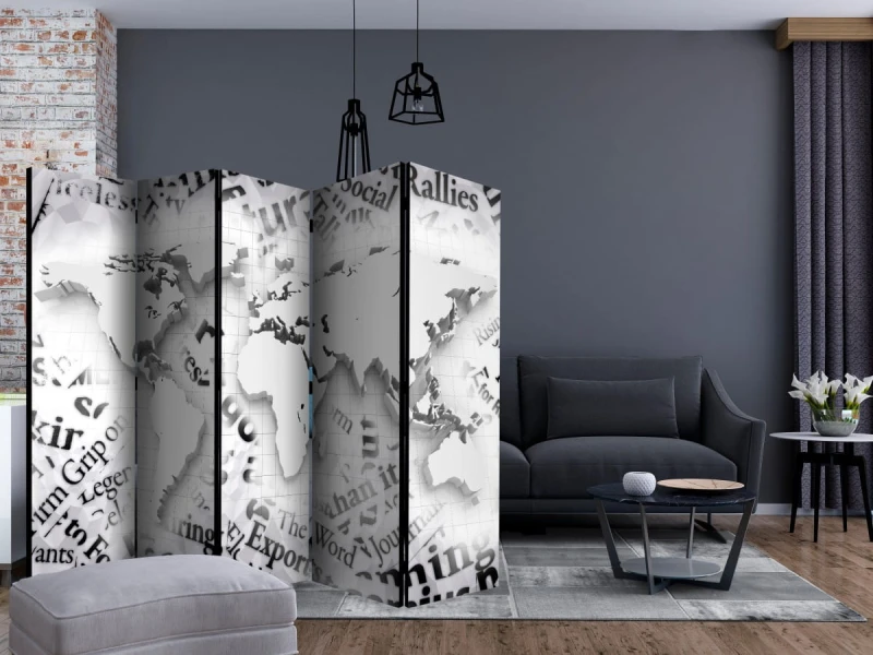 Parawan 5-częściowy - Świat z gazet II [Room Dividers]