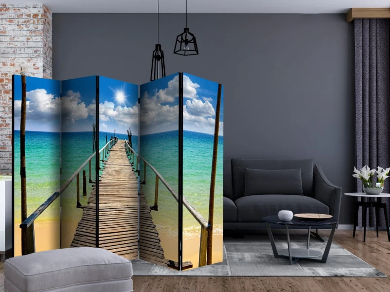 Parawan 5-częściowy - Plaża, słońce, pomost II [Room Dividers]