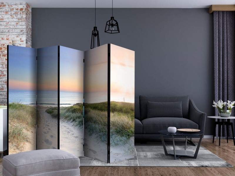 Parawan 5-częściowy - Poranny spacer po plaży II [Room Dividers]