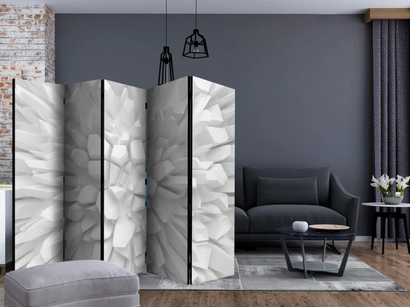 Parawan 5-częściowy - Biała dalia II [Room Dividers]