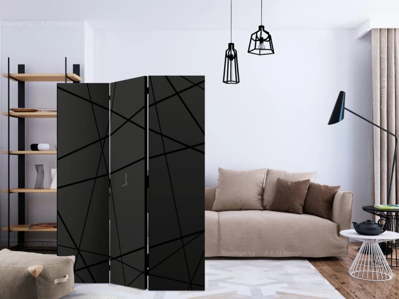 Parawan 3-częściowy - Ciemne skrzyżowanie [Room Dividers]