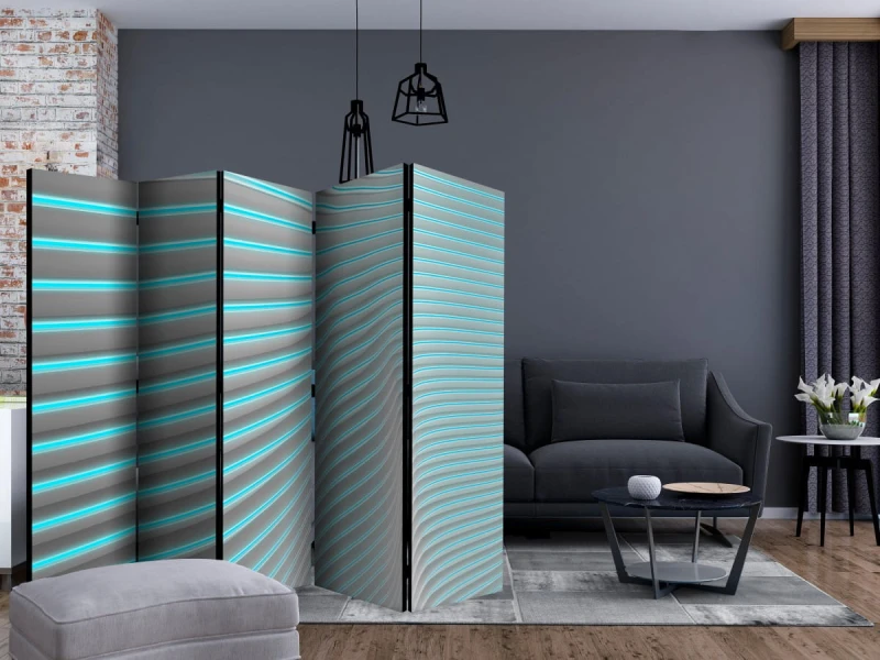 Parawan 5-częściowy - Neonowy niebieski II [Room Dividers]