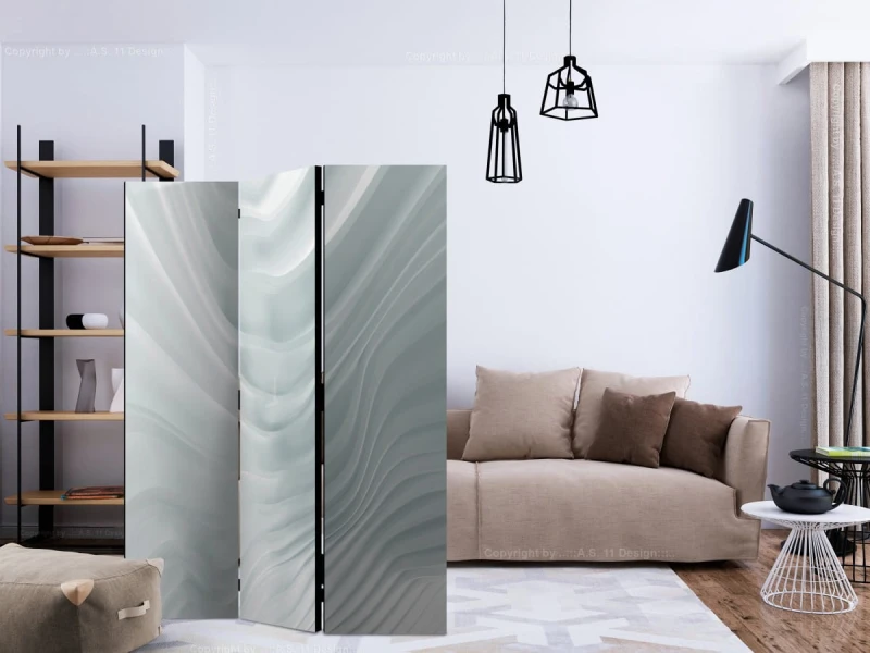 Parawan 3-częściowy - Falująca biel [Room Dividers]
