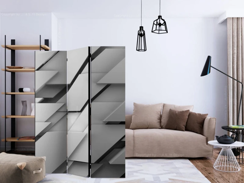 Parawan 3-częściowy - Krawędź szarości [Room Dividers]