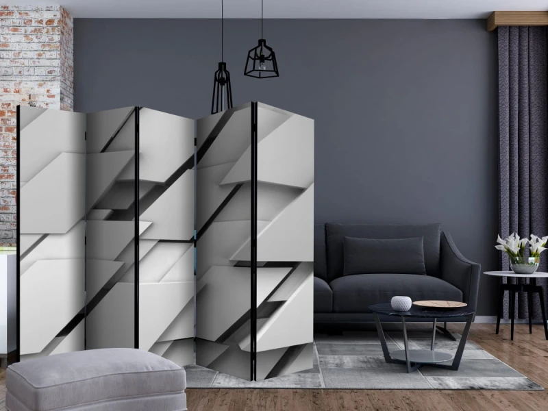Parawan 5-częściowy - Krawędź szarości II [Room Dividers]