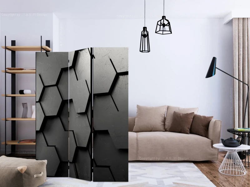 Parawan 3-częściowy - Czarne wrota [Room Dividers]