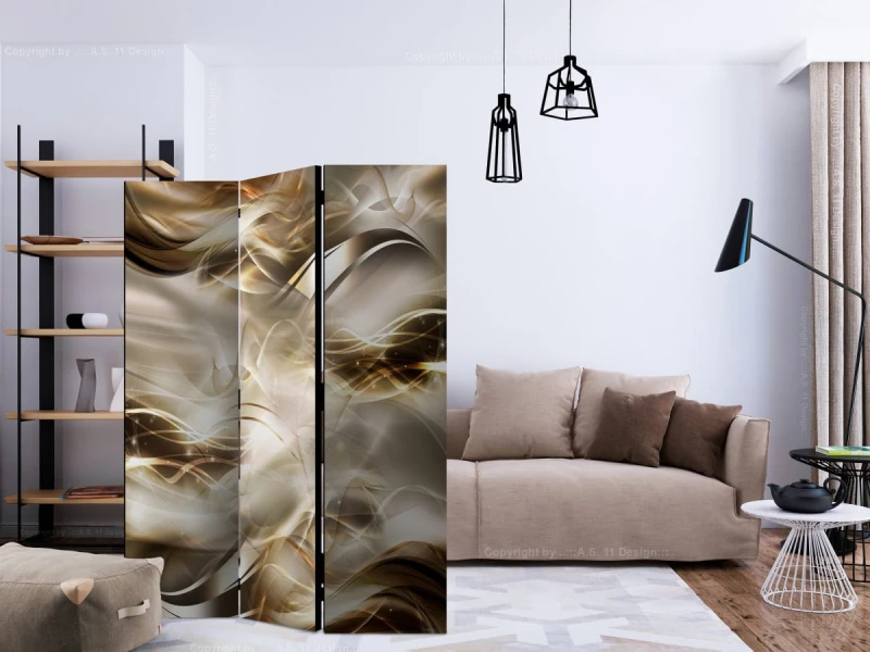 Parawan 3-częściowy - Bursztynowa rzeka [Room Dividers]