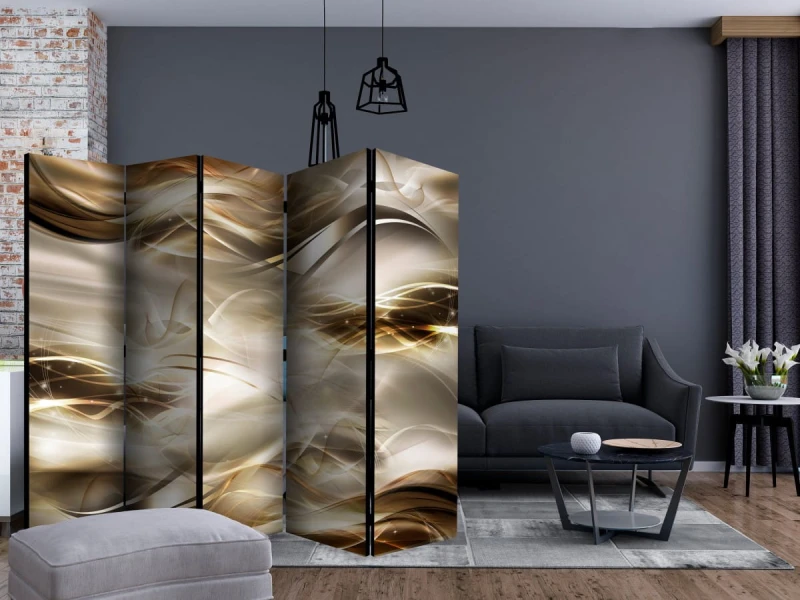 Parawan 5-częściowy - Bursztynowa rzeka II [Room Dividers]