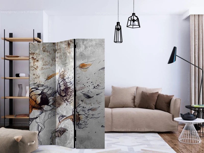 Parawan 3-częściowy - Przywołanie słoneczników [Room Dividers]