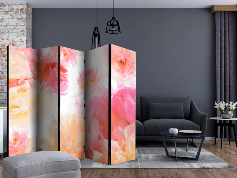 Parawan 5-częściowy - Pastelowe piwonie II [Room Dividers]