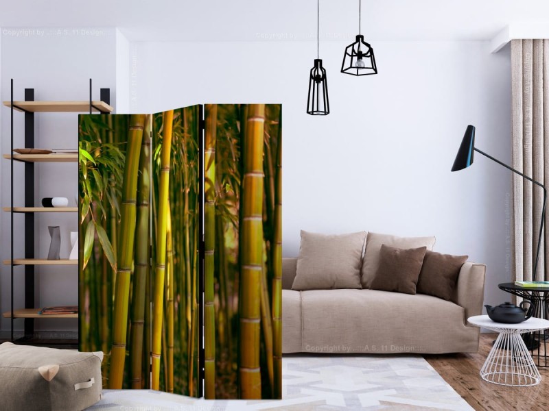 Parawan 3-częściowy - Las zachodzącego słońca [Room Dividers]