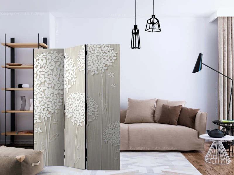 Parawan 3-częściowy - Kremowa filigranowość [Room Dividers]