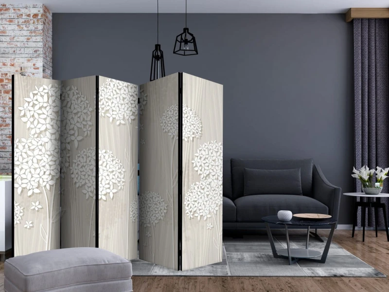 Parawan 5-częściowy - Kremowa filigranowość II [Room Dividers]