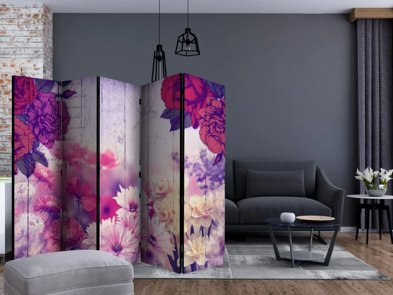 Parawan 5-częściowy - Kwiatowe wspomnienie II [Room Dividers]