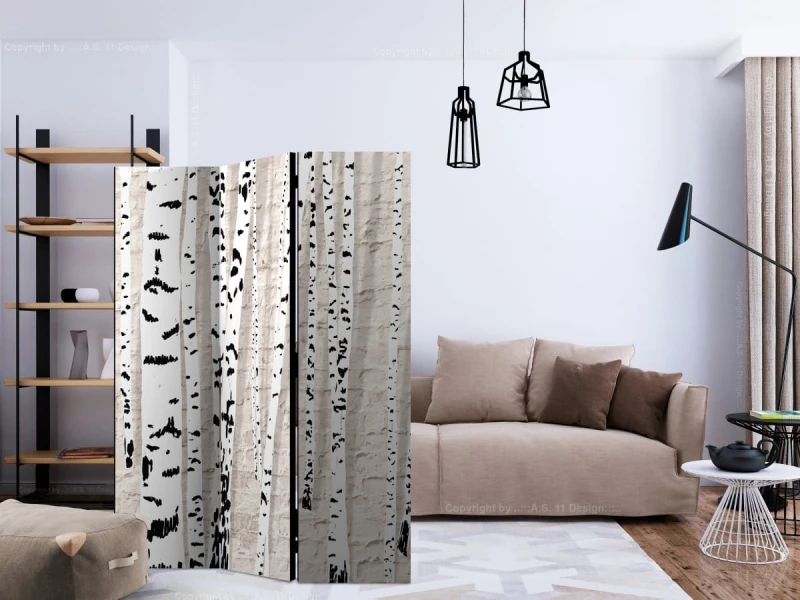 Parawan 3-częściowy - Brzozowy gaj [Room Dividers]