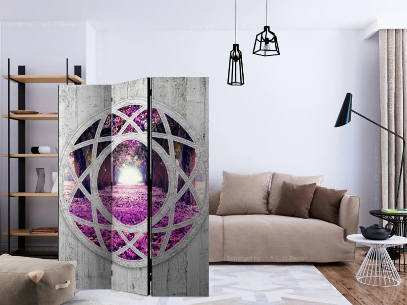 Parawan 3-częściowy - Fuksjowy pejzaż [Room Dividers]