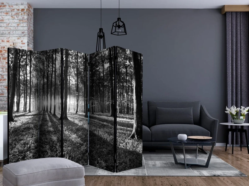 Parawan 5-częściowy - Szara puszcza II [Room Dividers]