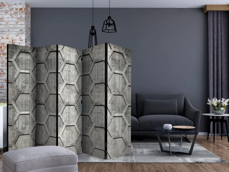 Parawan 5-częściowy - Platynowe sześciany II [Room Dividers]