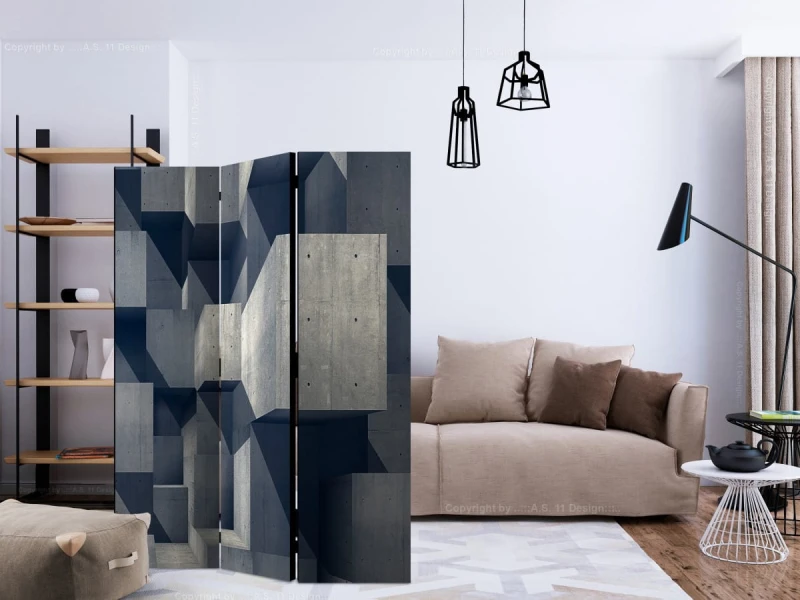 Parawan 3-częściowy - Betonowe miasto [Room Dividers]