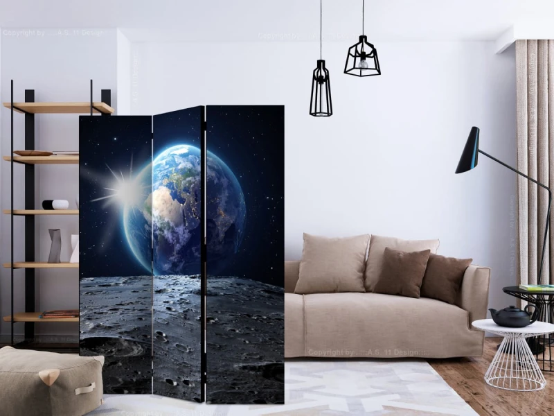 Parawan 3-częściowy - Widok na Niebieską Planetę [Room Dividers]