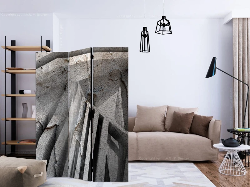 Parawan 3-częściowy - Beton 3D [Room Dividers]