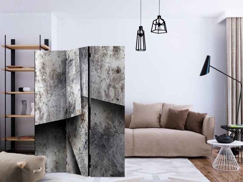 Parawan 3-częściowy - Betonowe karty [Room Dividers]