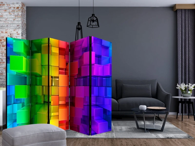 Parawan 5-częściowy - Kolorowa układanka II [Room Dividers]