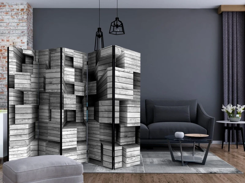 Parawan 5-częściowy - Szara precyzja II [Room Dividers]