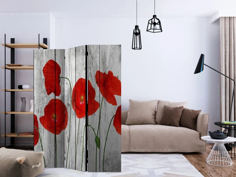 Parawan 3-częściowy - Opowieść czerwonych maków [Room Dividers]