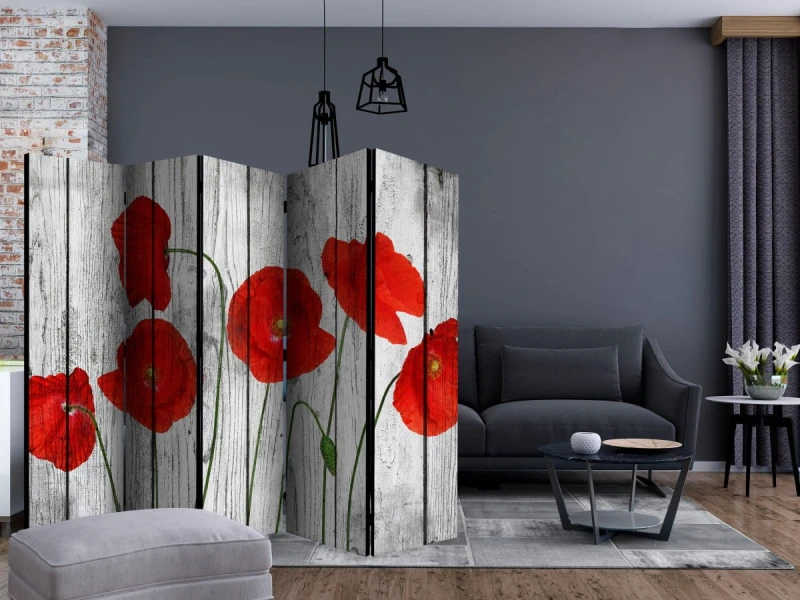 Parawan 5-częściowy - Opowieść czerwonych maków II [Room Dividers]