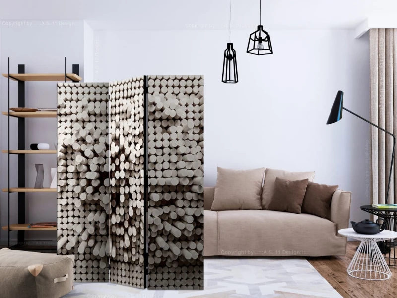 Parawan 3-częściowy - Biała twierdza [Room Dividers]