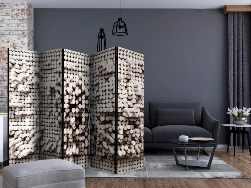 Parawan 5-częściowy - Biała twierdza II [Room Dividers]