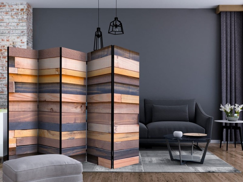 Parawan 5-częściowy - Drewniany zamek II [Room Dividers]