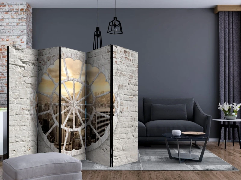 Parawan 5-częściowy - Nowy Jork: Widok przez okno II [Room Dividers]