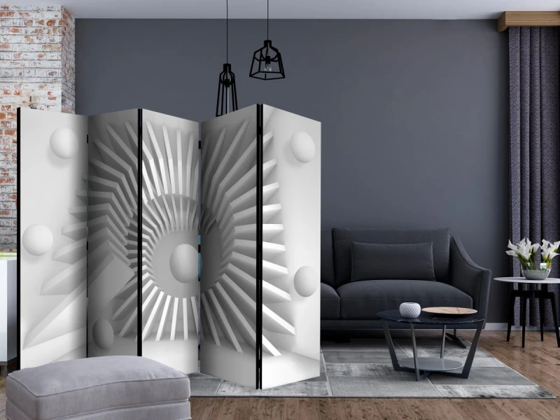 Parawan 5-częściowy - Biała układanka II [Room Dividers]