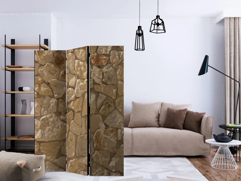 Parawan 3-częściowy - Słoneczny monolit  [Room Dividers]
