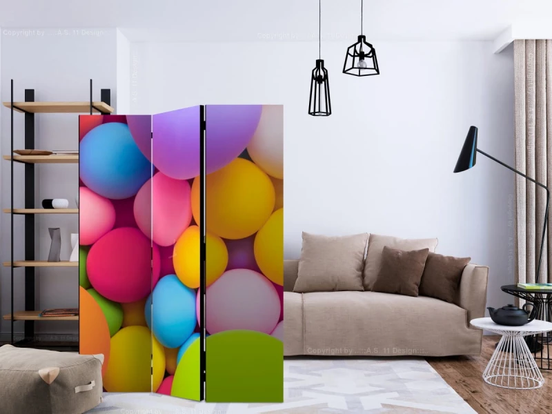 Parawan 3-częściowy - Kolorowe kulki [Room Dividers]